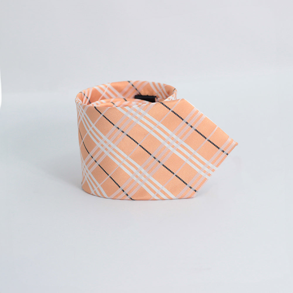 CREAMY PEACH PLAID TIE