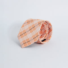 CREAMY PEACH PLAID TIE