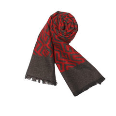 MYSTIC MAZE RED&GREY WOOL SCARF