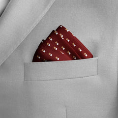 DOUBLE DOTTED MAROON SILK POCKET SQUARE