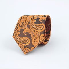 ORANGE & BLACK PAISLEY FESTIVE TIE