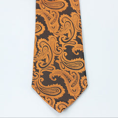 ORANGE & BLACK PAISLEY FESTIVE TIE