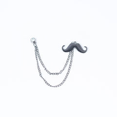 DAPPER STEEL GREY MOUSTACHE LAPEL PIN