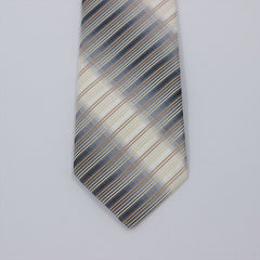 GREY & BROWN REPP STRIPED TIE