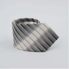 GREY & BROWN REPP STRIPED TIE