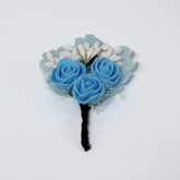 THE ICE BLUE & WHITE BOUQUET BOUTONNIERE LAPEL PIN