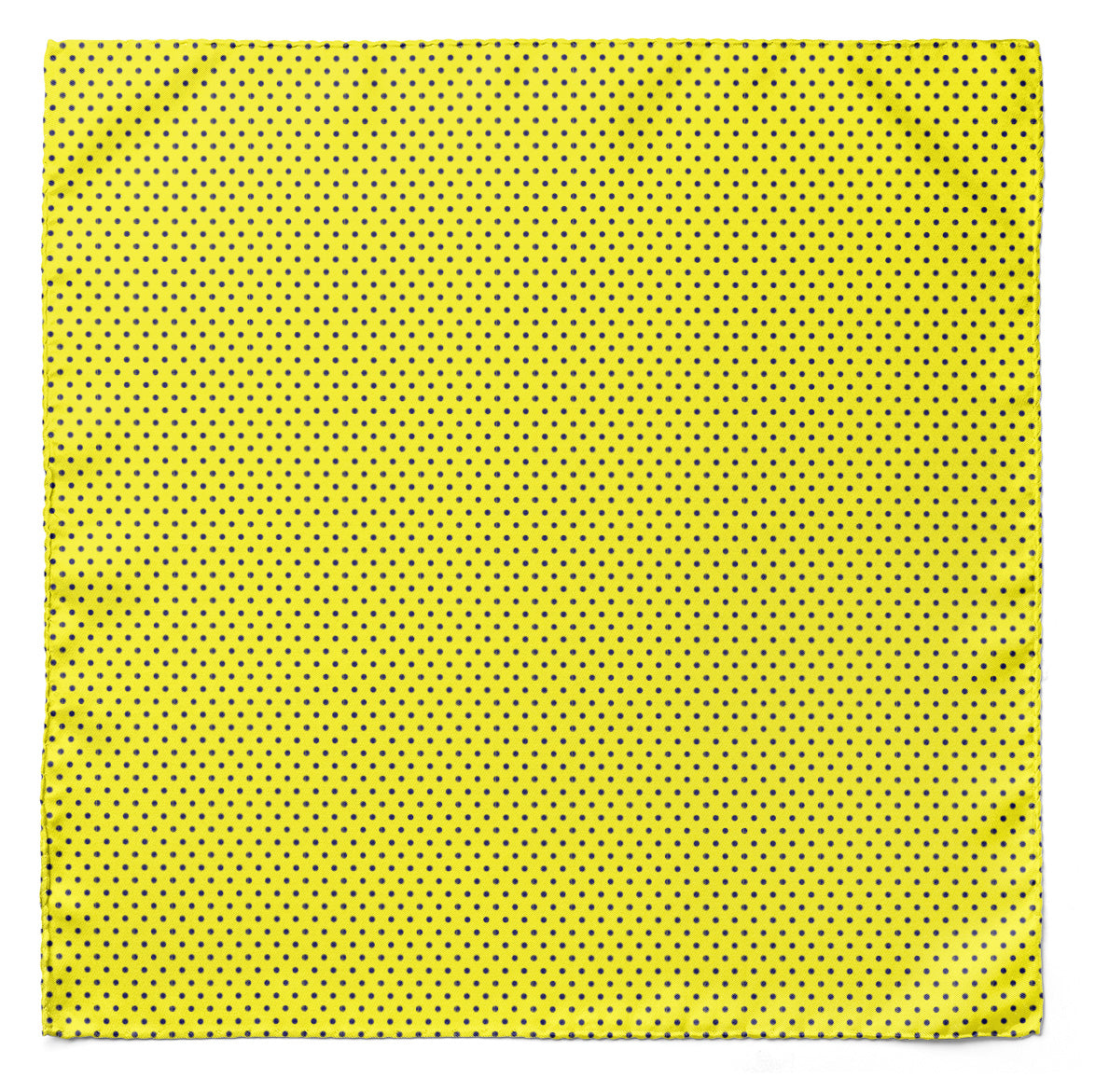 YELLOW WITH BLACK POLKA SILK POCKET SQUARE