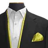 YELLOW WITH BLACK POLKA SILK SCARF & POCKET SQUARE