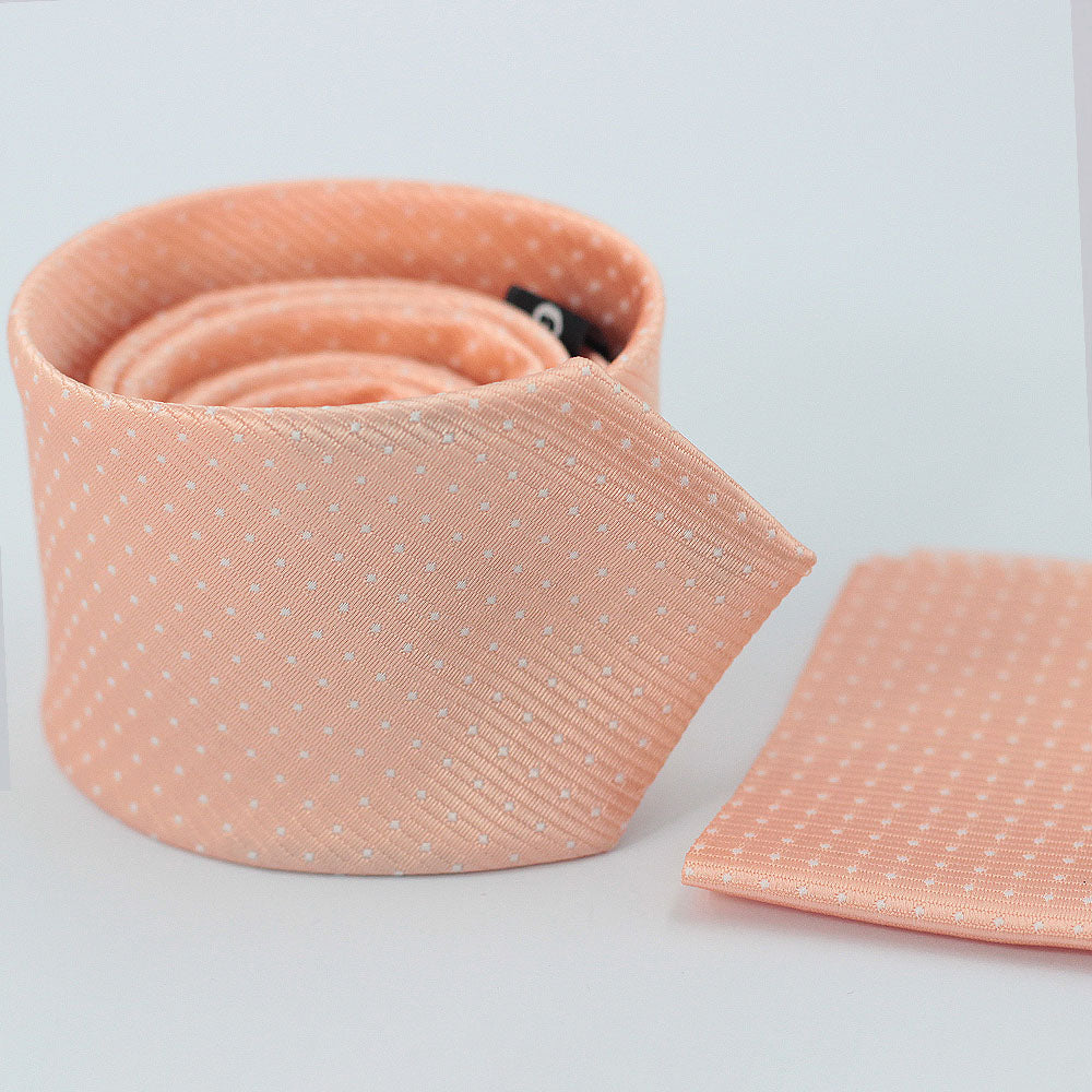 DOTTED PEACH FESTIVE TIE SET