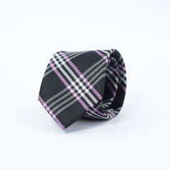 BLACK & PURPLE CHECKERED PLAID TIE