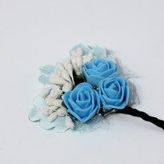 THE ICE BLUE & WHITE BOUQUET BOUTONNIERE LAPEL PIN