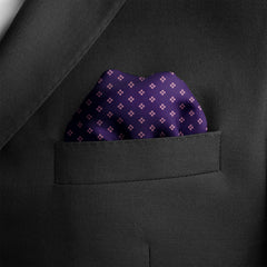 PURPLE QUADRUPLE POLKA SILK POCKET SQUARE