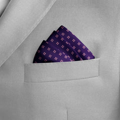 PURPLE QUADRUPLE POLKA SILK POCKET SQUARE