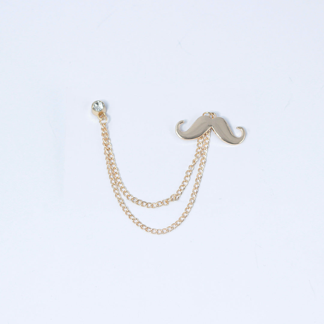 DAPPER GOLD MOUSTACHE LAPEL PIN