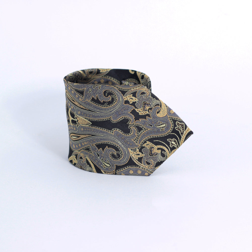 GOLD & BLACK PAISLEY FESTIVE TIE