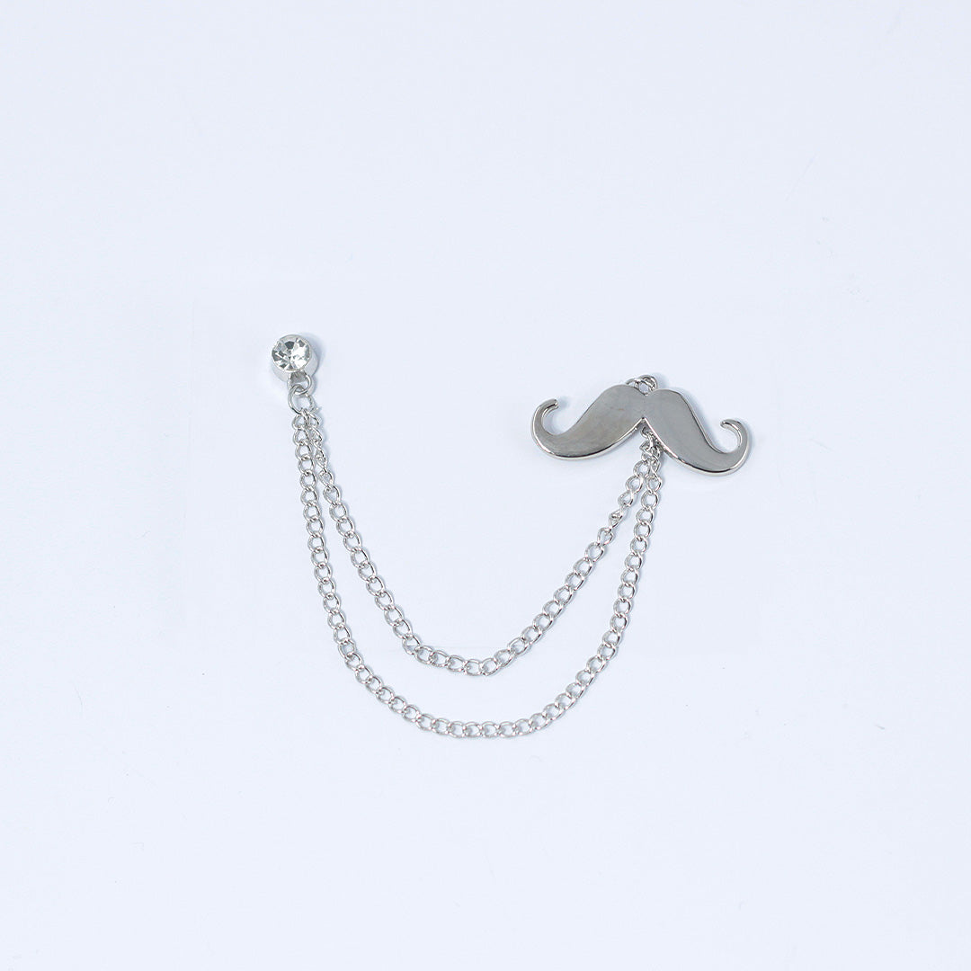 DAPPER SILVER MOUSTACHE LAPEL PIN