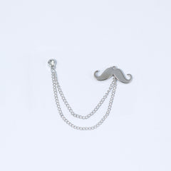 DAPPER SILVER MOUSTACHE LAPEL PIN