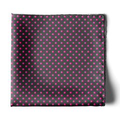BLACK WITH PINK POLKA SILK POCKET SQUARE