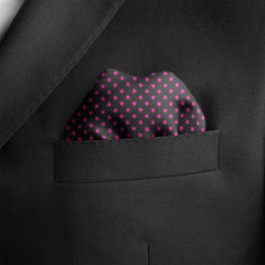 BLACK WITH PINK POLKA SILK POCKET SQUARE