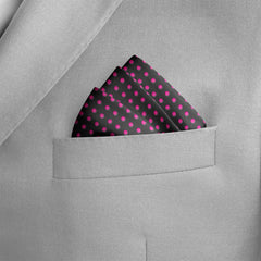 BLACK WITH PINK POLKA SILK POCKET SQUARE