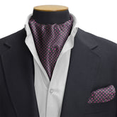 BLACK WITH PINK POLKA SILK CRAVAT & POCKET SQUARE SET