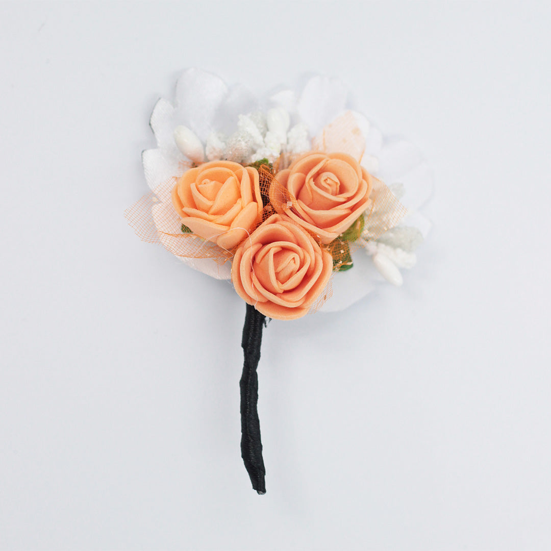 THE PEACH & WHITE BOUTONNIERE