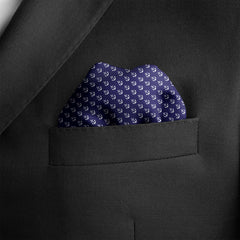 NAVY VALOUR ANCHOR SILK POCKET SQUARE