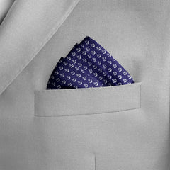 NAVY VALOUR ANCHOR SILK POCKET SQUARE