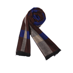 BROWN & BLUE CHECKMATE WOOL SCARF