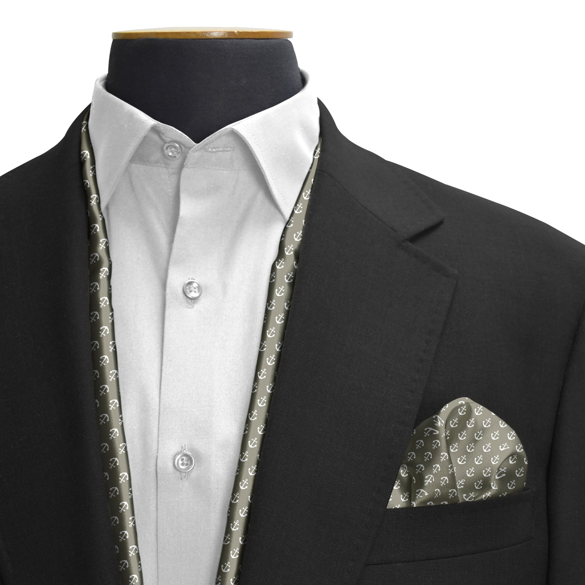 ANCHORED NAVY PRIDE SILK SCARF & POCKET SQUARE SET