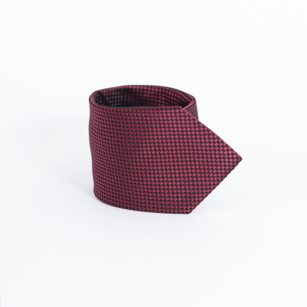 MAROON DICE CHECK WOVEN TIE