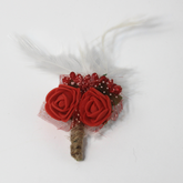 BRIDL RED FEATHERED BOUQUET BROOCH