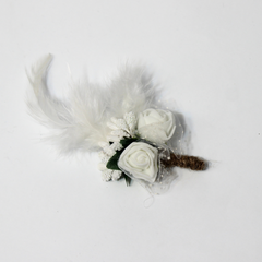 WHITE FEATHERED BOUQUET BROOCH