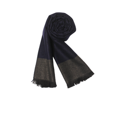NAVY BLUE MINIMAL BORDER WOOL SCARF