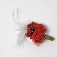 BRIDL RED FEATHERED BOUQUET BROOCH