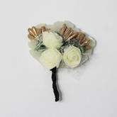 THE OFF WHITE & GOLD BOUQUET BOUTONNIERE