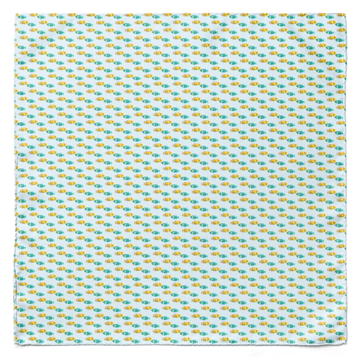 MINTY FISH SHOAL SILK POCKET SQUARE