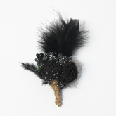 BLACK FEATHERED BOUQUET BROOCH