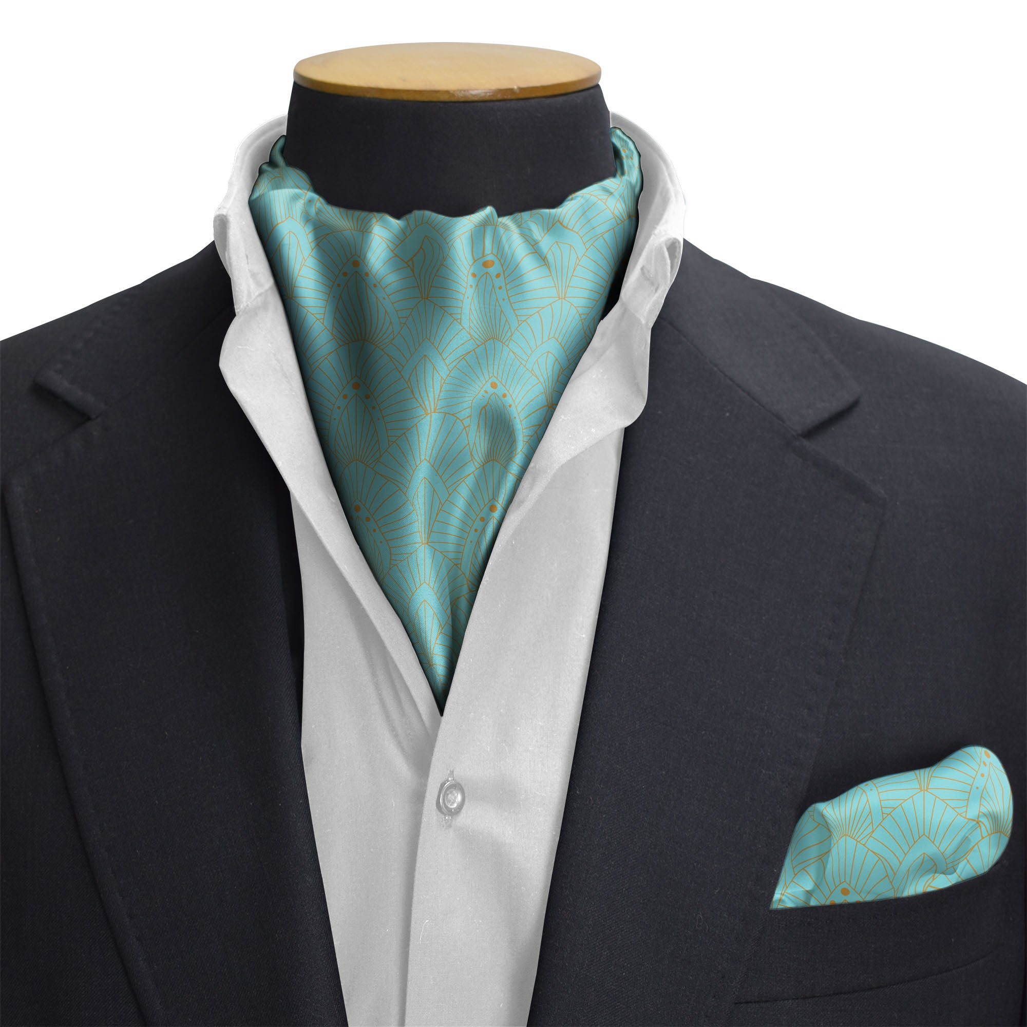 AQUA BOTANICAL BLISS SILK CRAVAT & POCKET SQUARE SET