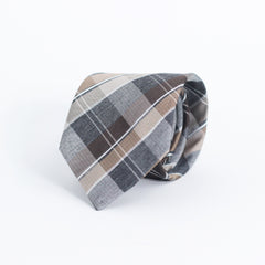 BROWN & GREY PLAID TIE