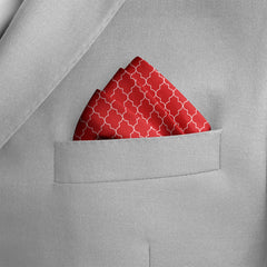 RED WHITE TARTAN SILK POCKET SQUARE