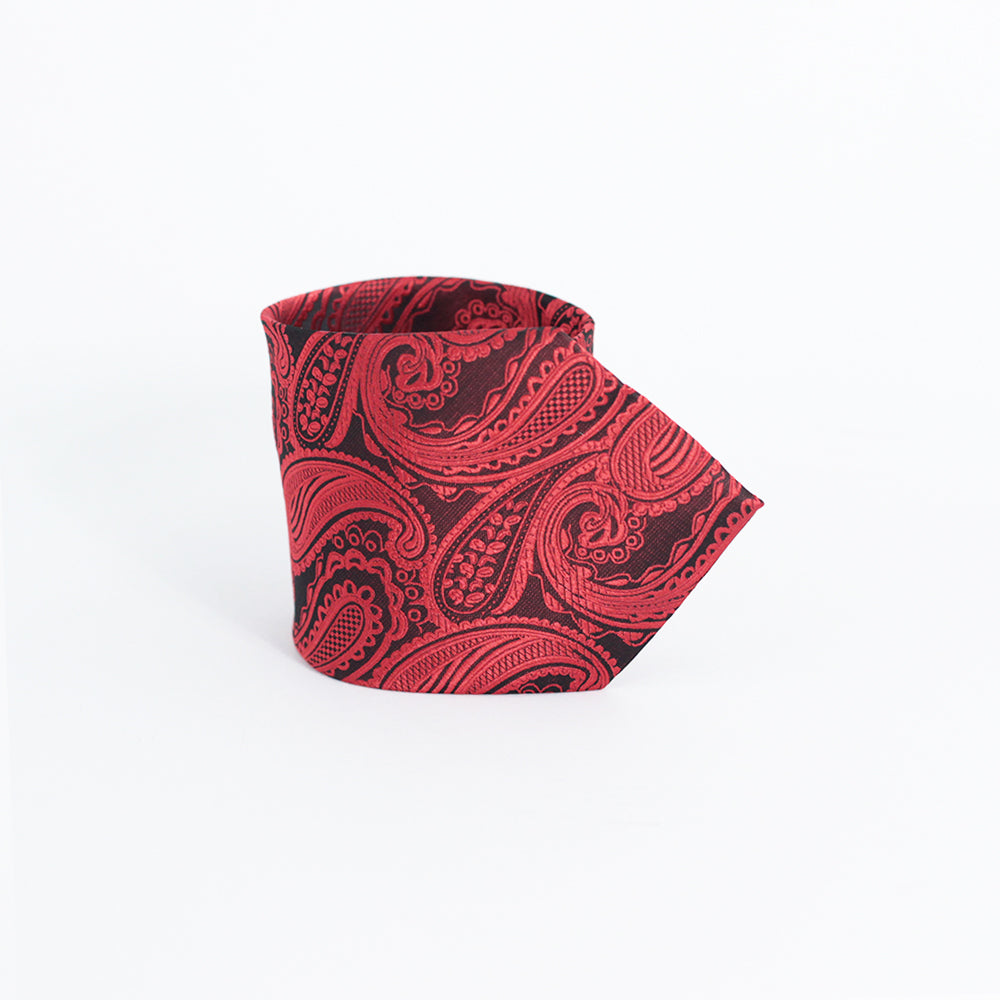 RED & BLACK PAISLEY FESTIVE TIE