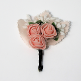 THE PEACH & WHITE BOUQUET BOUTONNIERE