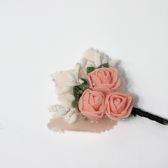 THE PEACH & WHITE BOUQUET BOUTONNIERE