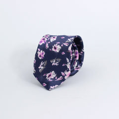 BLUE & PURPLE FLORAL SILK TIE