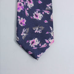 BLUE & PURPLE FLORAL SILK TIE