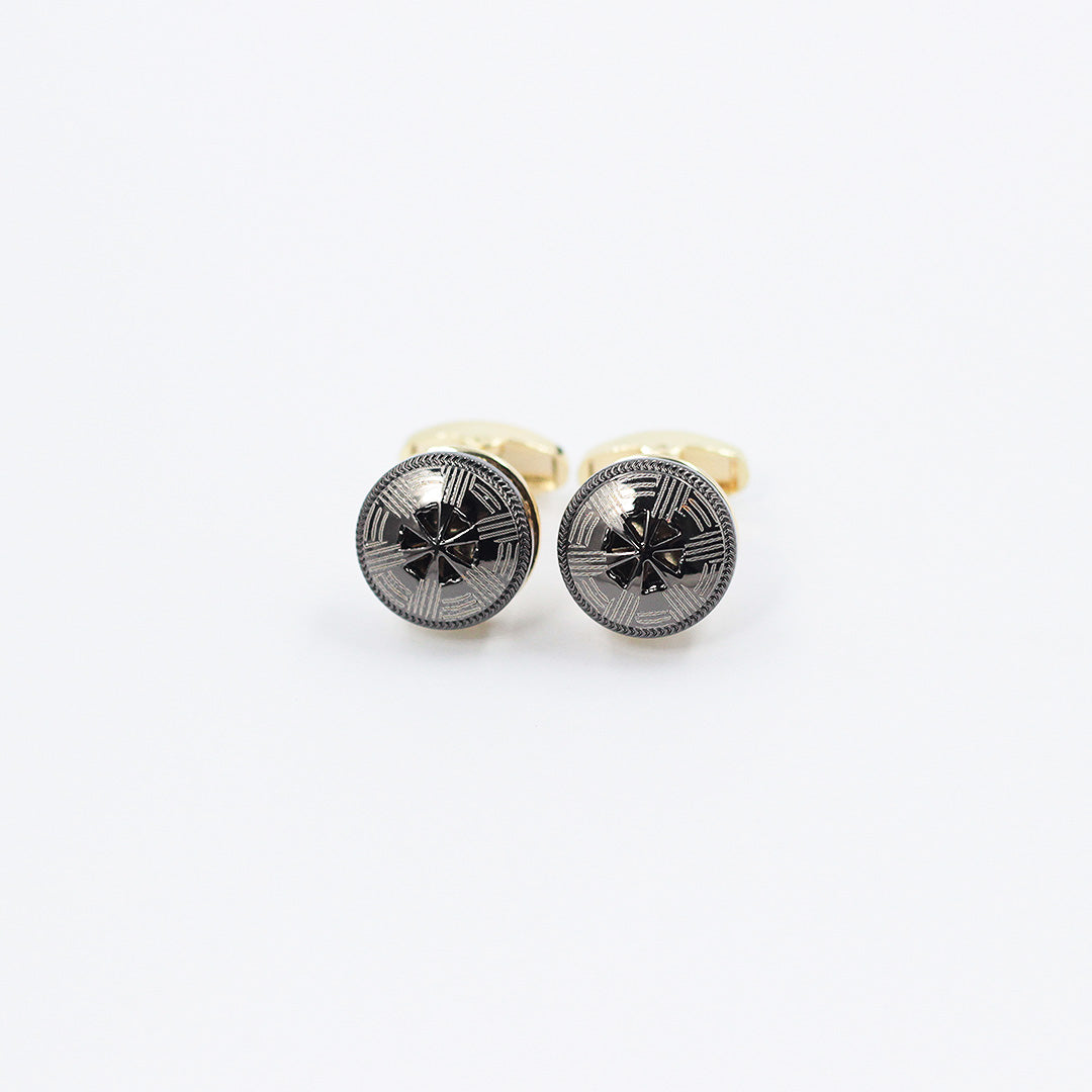 CHARCOAL WHEELED GOLD CUFFLINKS