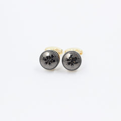 CHARCOAL WHEELED GOLD CUFFLINKS