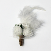 WHITE FEATHERED BOUQUET BROOCH