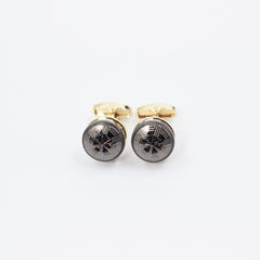 CHARCOAL WHEELED GOLD CUFFLINKS